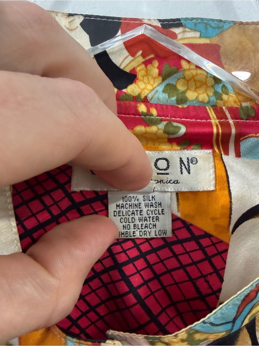 Citron Santa Monica Geisha Silk Blouse Size XL - Picture 6 of 8